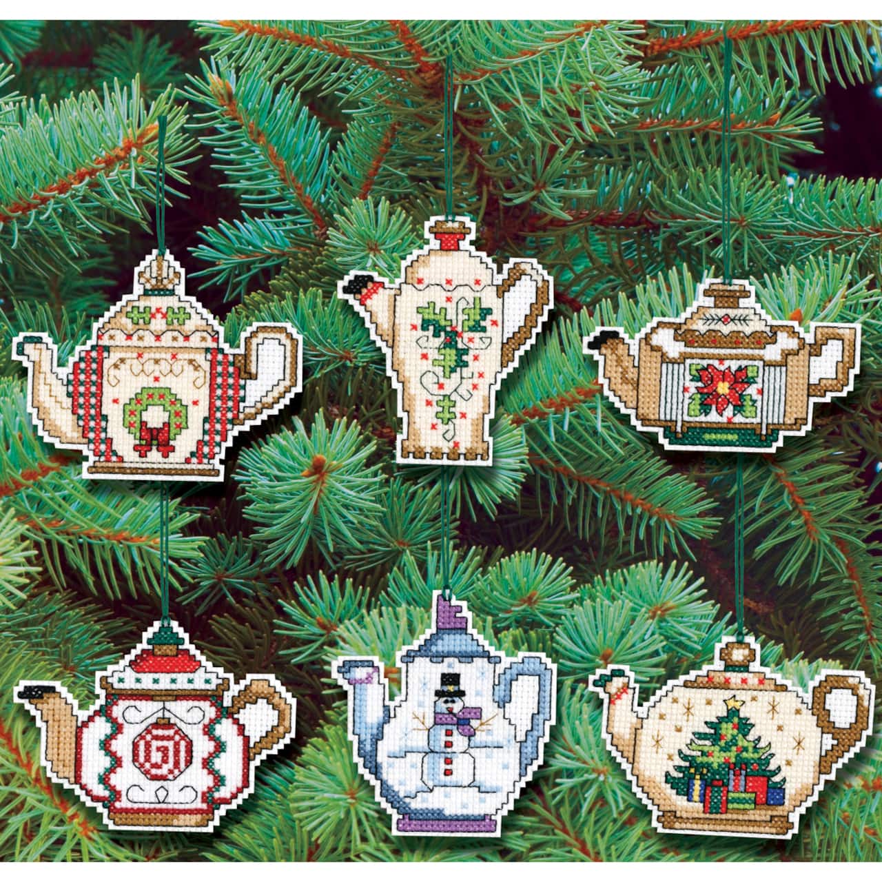 Janlynn&#xAE; Christmas Teapot Ornaments Counted Cross Stitch Kit